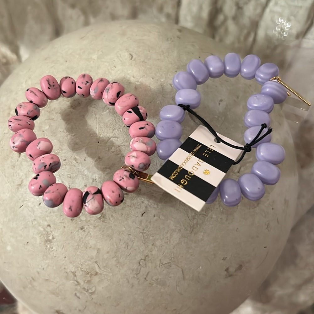 NWT Lele Sadoughi Jellybean Stone Bracelet Set